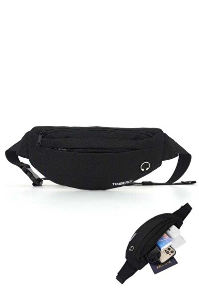 Timberly Black Travel Waist Bag Large Capacity Crossbody Belt Bag with Main Z...