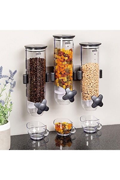 Vivendo Dozator cu 3 recipiente, pentru cereale, 50x11x31cm, alb