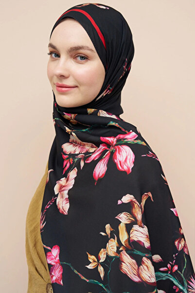 Madame Polo Sage Pattern Italian Silk Shawl - Red