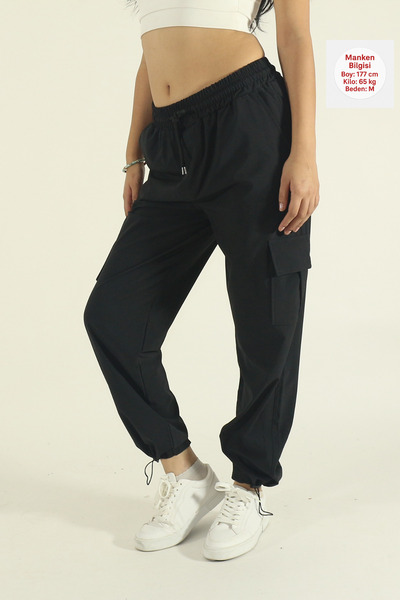 STRAVON Kadın Oversize Paraşüt Kumaş Kargo Cep, Paça Klipsli, Baggy Pantolon