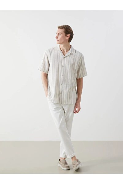LC Waikiki Gray Regular Fit Striped Wool Blend Men's Shirt