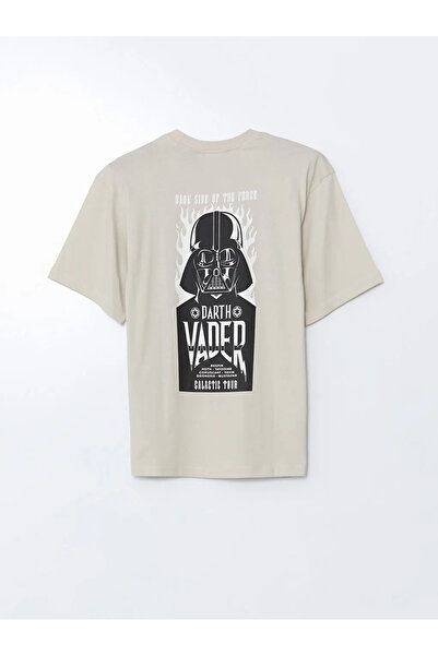 LC Waikiki تي شيرت رجالي من القطن الممشط مطبوع عليه Star Wars باللون البيج
