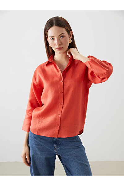 LC Waikiki Orange 100% Linen Women's Shirt