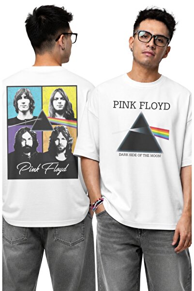 Fuddy Moda Tricou unisex oversize cu imprimeu pe spate Pink Floyd Dark Side O...