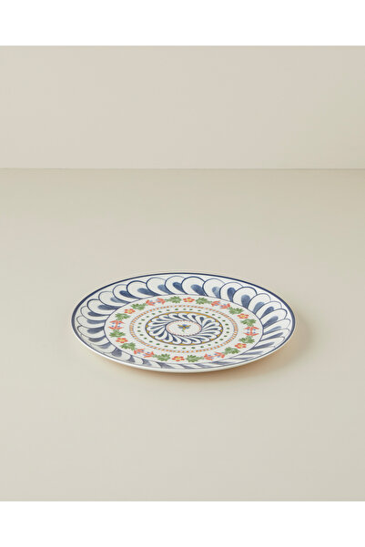 English Home Harmony Talavera Porselen Servis Tabağı 26 cm Beyaz - Lacivert