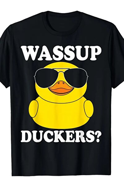 LİNA06 تي شيرت Wassup Duckers المضحك ذو الشكل المطاطي على شكل بطة |   تصميم ك...