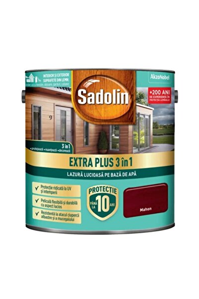 Sadolin Гланцова глазура 3 в 1 на водна основа 2.5л, Екстра Плюс, Махагон / 5...