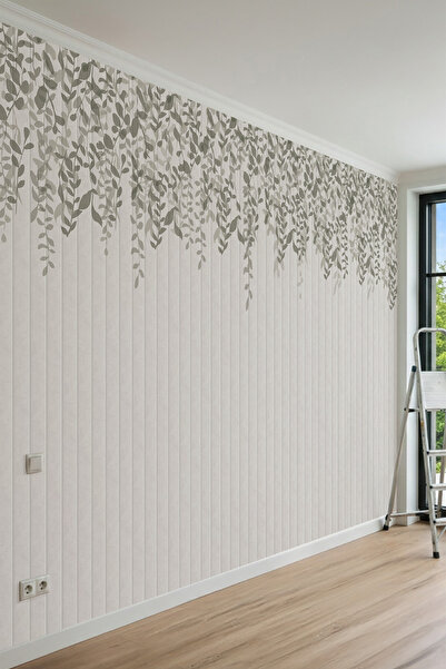 dreamwall Sarmaşık Yapraklar ve Çıta Görünümlü Tek Parça Tekstil Duvar Kağıdı