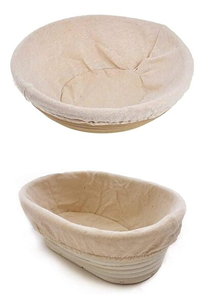 The Bros Bread Basket Set of 2 - Round 9 Inch & Oval 10 Inch, for Sourdough B...