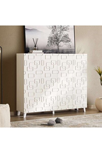 PAN HOME Nevada Shoe Rack 30 Pairs With 4 Door - White