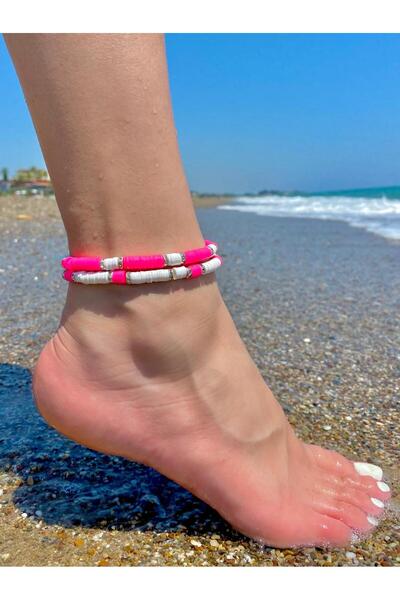 Beykan handmade Elastic Fimo 2-Pack Anklet