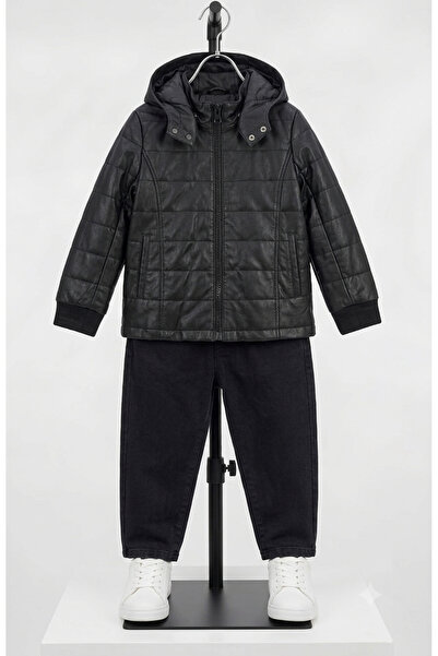 asus deri Manhattan - Genuine Lambskin Hooded Black Unisex Children's Jacket