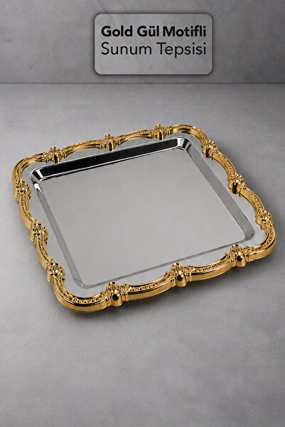 Meleni Home Rose Detail Presentation Tray - Decorative Serving and Presentati...