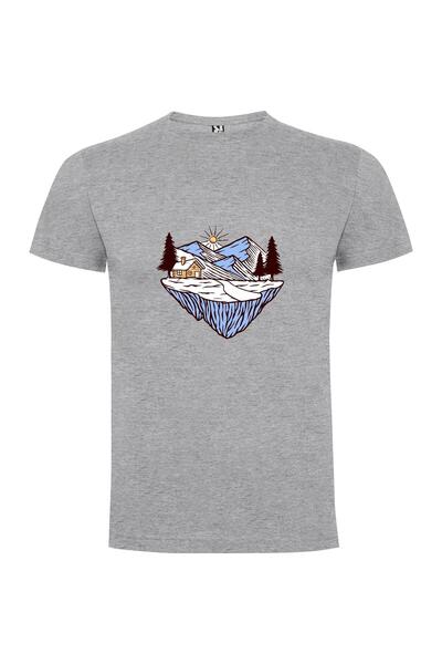 iLovePrints Island Mountain House Drawing Tshirt
