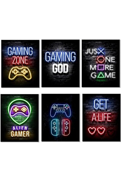 ESSESORIES Gamer Gaming Poster Wall Art Set of 6 Room Decor Self Adhesive