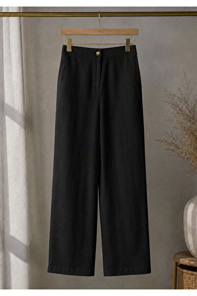 Little Visqon Women's Linen-Look Relaxed Fit Summer Trousers