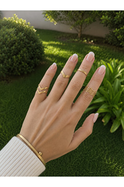 PURE BERRY 4 Piece Set Plated Ring Set Adjustable