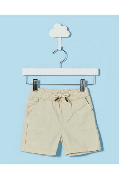 REDTAG Infant Boys Cream Slub Pull-On Shorts