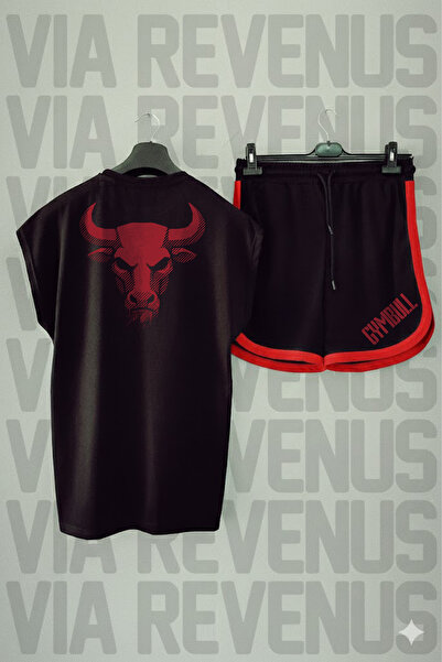 Vordevia Boğa Printed Zero Sleeve Sports Tshirt and Shorts Sports Training Set