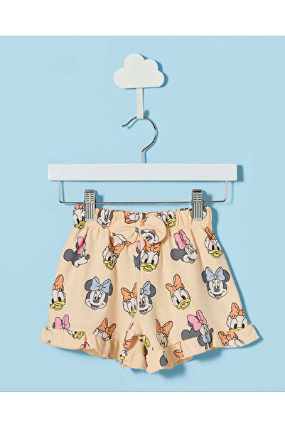 REDTAG Infant Girls Peach Minnie And Daisy Printed Shorts