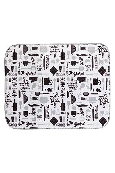 Z Store Кухненска подложка за сушене на съдове 50x39см - Черно-бял десен