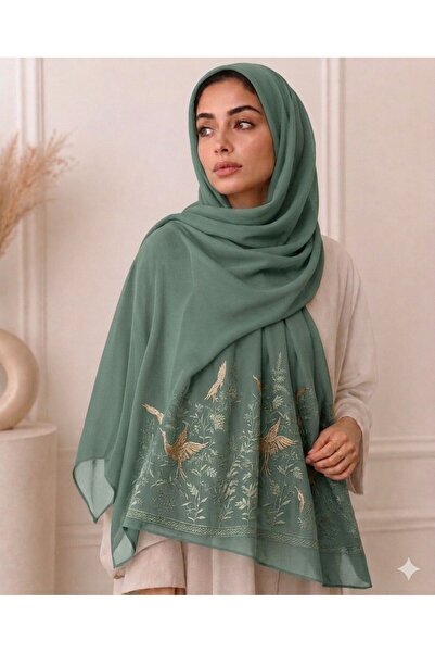 Veil Designer طرحة اوريغامي كحلي بوال قماش ياباني بتطريز مختلف علي الطرفين ال...