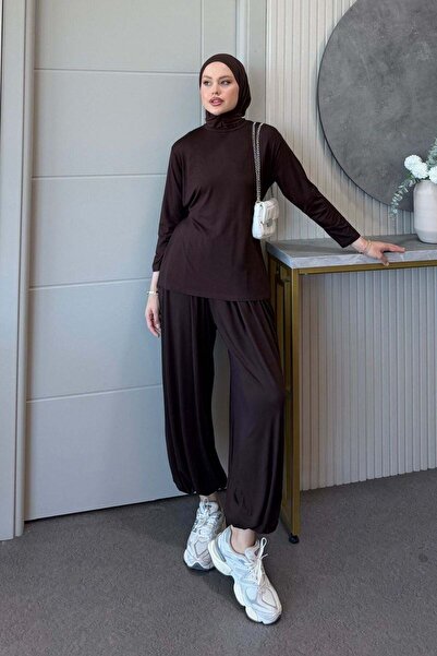 Hazamoda Hünkar Drawstring Combed Cotton Suit Brown