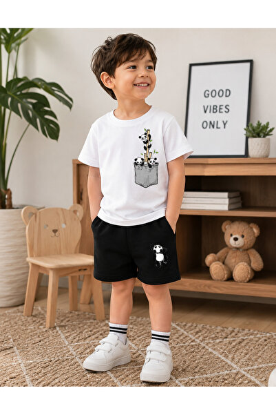 SAINT YUX Panda Printed Top and Bottom Kids Set