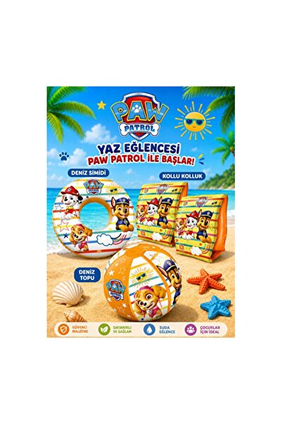 Empressco Lisanslı Paw Patrol Plaj Seti Kolluk - Simit - Top Paw Petrol Karak...