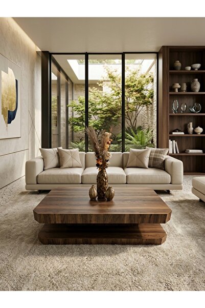 BUBBA HOME Modern Arven Orta Sehpa 130*80 Cm Tesbih Ceviz %100 MDF