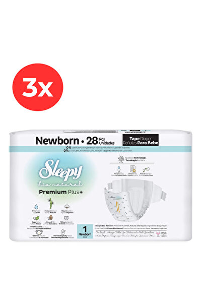 Sleepy 3x Scutece BIO PREMIUM 1 Nou-născut 28 bucăți