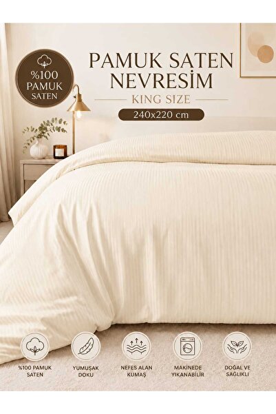 English Home 100% Cotton Satin King Size Duvet Cover 240 X 220 Soft Textured