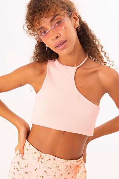 BSL Tek Omuz Asimetrik Kesim Crop Body
