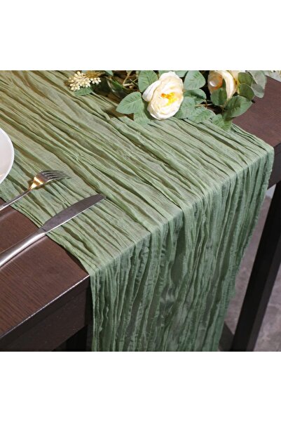 Choice1 90x300cm Light green 1PC Gauze Voile Table Runner Boho Pink Blue Chee...