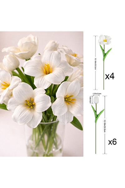 Choice White--A6B4 10pc Mxied Pink Artificial Brownie Tulip Bouquet Fake Flow...