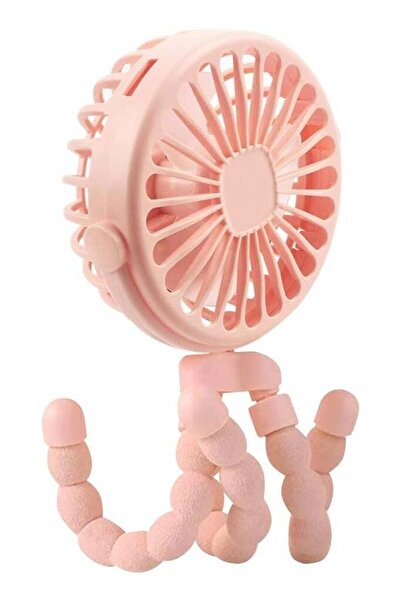 Arabest Portable Stroller Fan Flexible Tripod 3 Speeds LED Light Pink