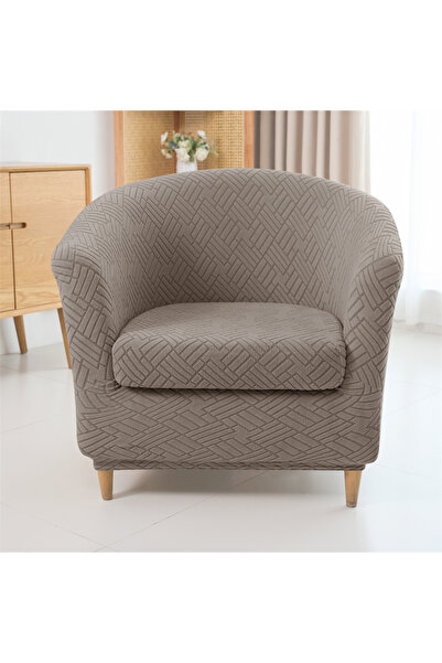 Choice3 A2 Khaki 2pcs/set Jacquard Club Tub Chair Cover with Cushion Cover El...