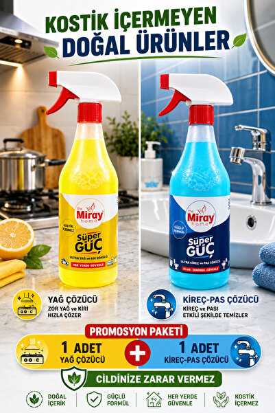 MİRAY Doğal Yağ Çözücü Sprey, Doğal Kireç ve Pas Çözücü Sprey