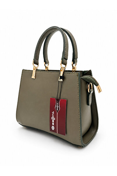 Sellini Livia Women's Gold Detailed Khaki Crossbody Shoulder Bag