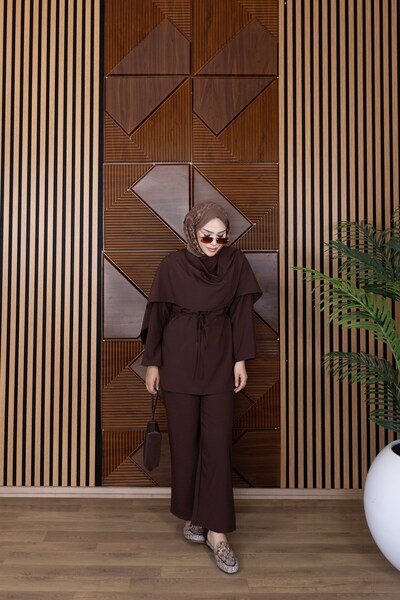 Nergis Neva Butik Shawl buttoned pants set