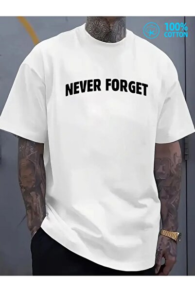 NOURAM تي شيرت NeverForget |   تي شيرت أبيض صيفي مضحك للرجال، 180 جرام، 100% ...