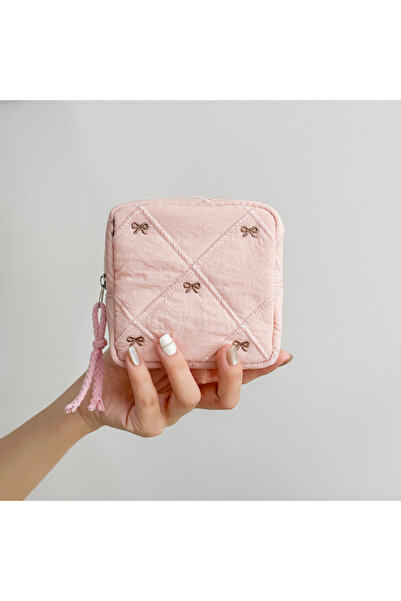 Choice3 Pink bow 2026 New quilted love cosmetic bag, travel portable toiletry...