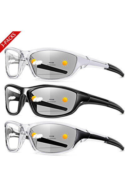 Choice4 BE17-15-16 3 Pairs Photochromic Sunglasses Cycling Eyewear Men Women ...