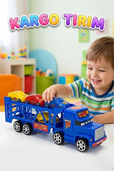 Tıfıl Toys Taşıyıcı Katlı Tır ve Yarış Arabaları Seti - 40 cm Büyük Kargo Çek...