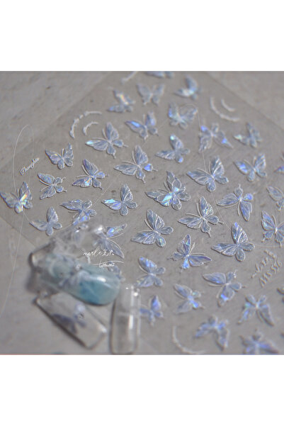 Choice7 1pcs Shiny Butterfly Nail Parts Sticker 5D Shell Light Nail Art Stick...