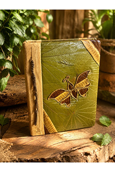 Larenya Papirüs Defter Yaprak Kapaklı Vintage Tasarım Hatıra Defteri