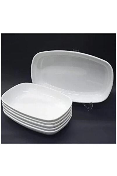 AiroBazar Melamine Oval Boat Plate Set of 6 24X14 cm White, Unbreakable Salad...