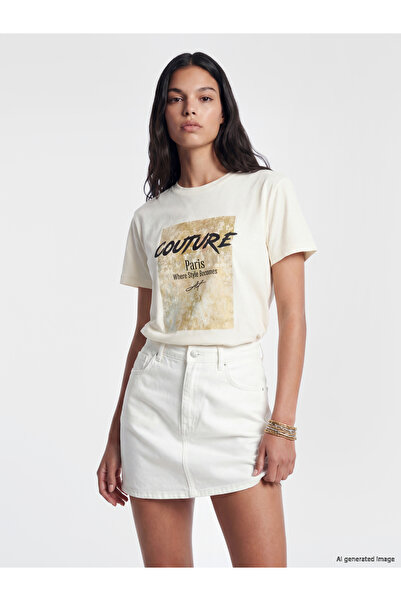 LC Waikiki Tricou de damă din bumbac 100% cu imprimeu Paris
