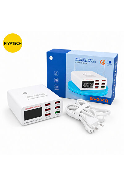 PİYATECH SS-304Q 6 Port USB Hızlı Şarj Cihazı