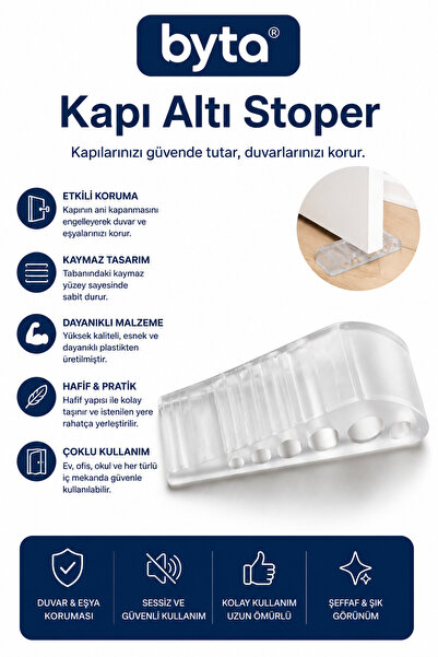 BYTA Şeffaf Kapı Altı Stoperi – Kaymaz Sessiz Kapı Durdurucu ve Kapı Sabitley...